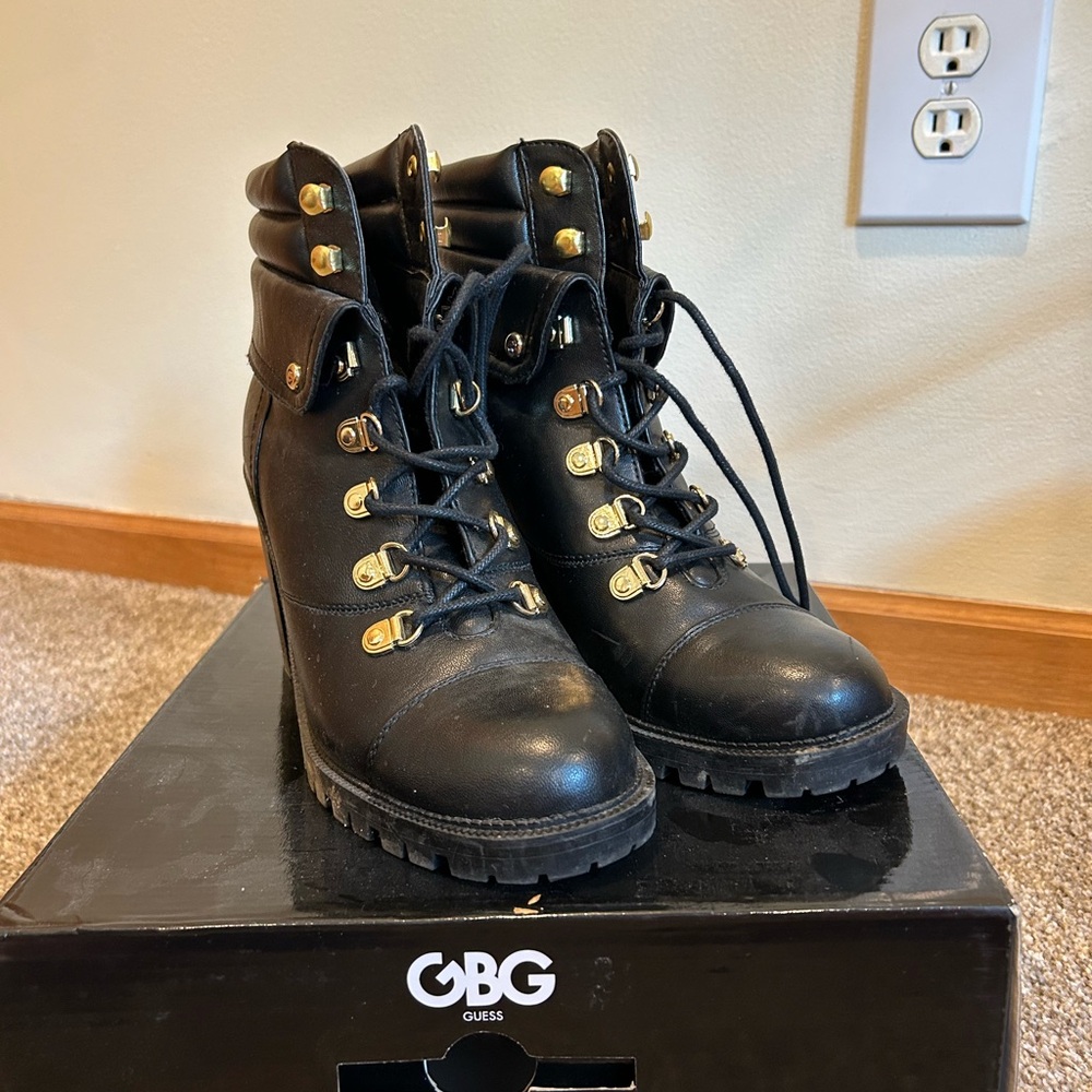 G by Guess Black Lace Up Women's Boots